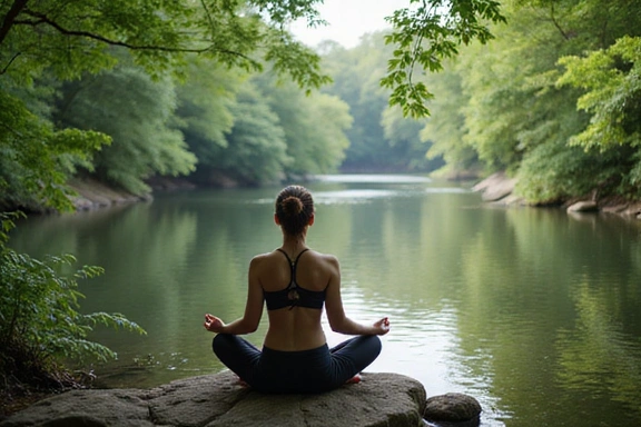 Osoba meditira uz rijeku