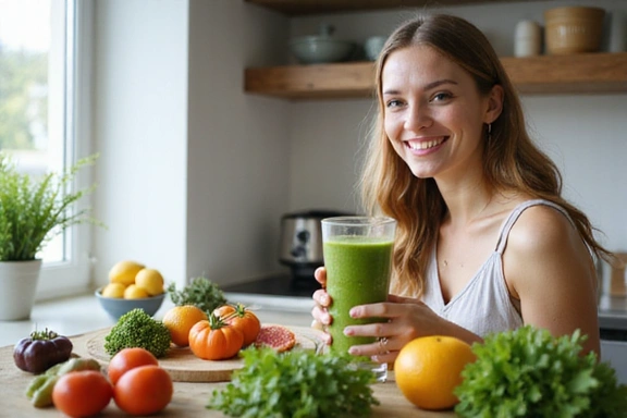 Žena pije zeleni smoothie