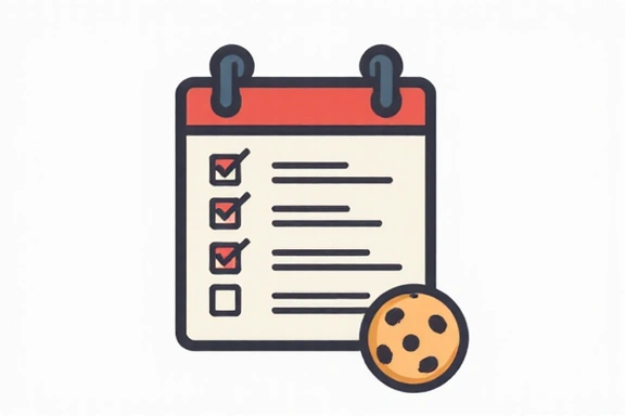 Calendar icon with a cookie symbol