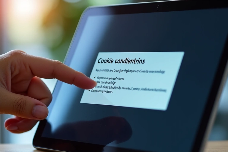 Person's hand adjusting cookie settings on a tablet