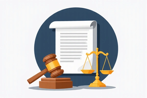 Legal document icon with gavel and scales of justice